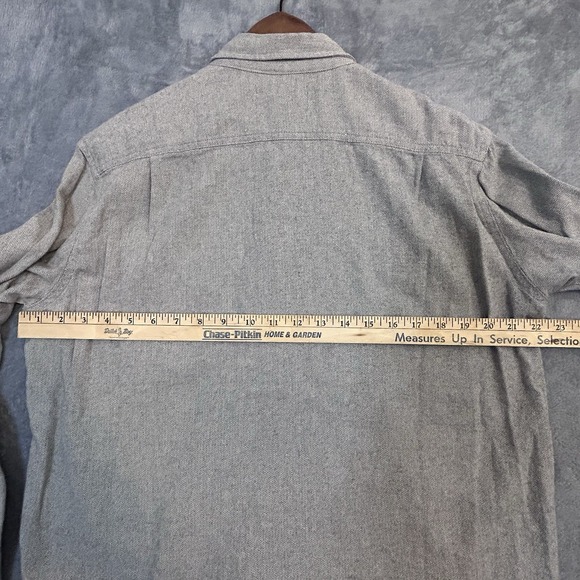 National Outfitters Men's L Gray Herringbone Button Up Flannel Shirt Cotton - Picture 5 of 7